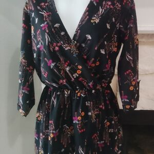 Everly Black Floral Long Sleeve Romper